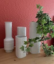 4 x THOMAS Arcta Porzellan Vasen weiß Op-Art 60s 70s Borke Kunstkeramik