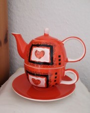 Tea for One-Teekannen-Set -3-teilig  Teekanne/Tasse/Teller - 
