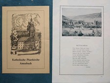 AMORBACH 2 alte Zettel kath. Pfarrkirche Gedicht und Sigmaringen siehe Fotos
