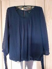 Damen Bluse Tunika langarm Shirt AMISU Gr S dunkel blau Muster