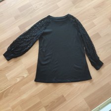 Langarmshirt mit Ärmeln in Spitzenoptik schwarz Gr. 38 NEU!!!!!!!