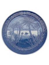 ROYAL COPENHAGEN Sammelteller 1972 Wüste Palmen Blau Vintage Porzellan