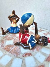 2 Zircus  Figur Affen  Handbemahlt Kunststein ca 9 cm