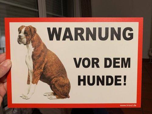 Boxer hund schild warnung vor - schild,