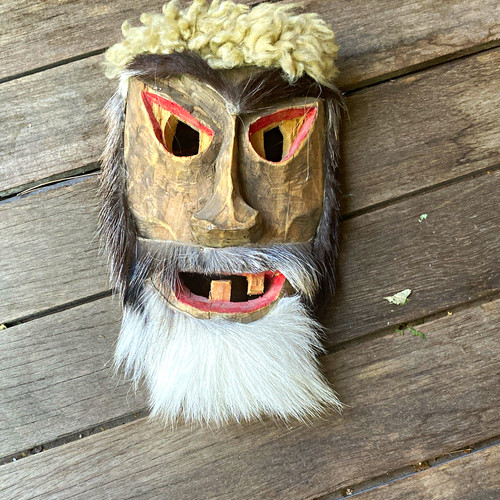 Deko maske aus holz - holz, mit