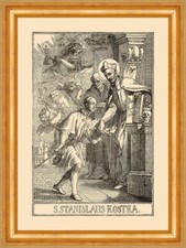 Der heilige Stanislaus Kostka Stanislaw Holzstich Sankt A4 1082 Gerahmt