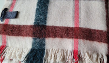 Marc O'Polo Schal Wolle gewebt kariert beige rot grün lang+breit  kleine Fransen