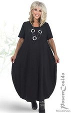 PoCo LAGENLOOK Basic Ballon-Kleid schwarz L-XL-XXL-XXXL 44 46 48 50 52 54 56 58