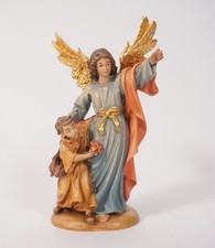 Gardena Art Gröden Holz Schnitzerei Krippenfigur Barock Schutzengel mit Knabe