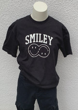 H&M Smiley Unisex T-Shirt schwarz mit BIG SMILEY Print kurzarm Gr. S NEU
