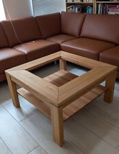 Windsor Couchtisch Tisch Kernbuche massiv geölt 90 x 90 Ablage Glaseinsatz