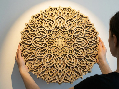 Mandala wanddeko holz - mandala,
