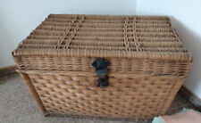 Alte Wäschetruhe Wäschekorb Aussteuerkorb Weidenkorb Reisetruhe Deckel