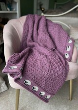 100 % britische Aran Wolle Schafe Überwurf Decke Geschenke für Wohnkultur lila lila