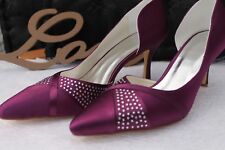 Damen Brautschuhe Ballschuhe Party Pumps Brombeer Strass 41