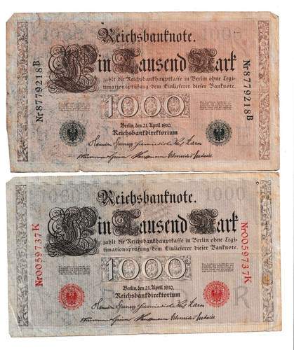 Reichsbanknoten 1000 mark 1910 - reichsbanknoten,