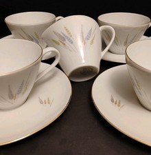 Porzellan Kaffee Gedecke - Plankenhammer Floss - Motiv Gräser Pastell 50er/60er