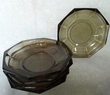 5x Glas Schale braun 14 cm eckig, achteckig Dessertschale Rauchglas 70er Jahre