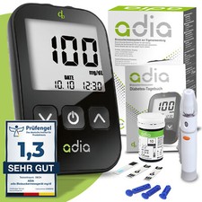 adia Diabetes Set: Blutzuckermessgerät inklusive Teststreifen für Diabetiker