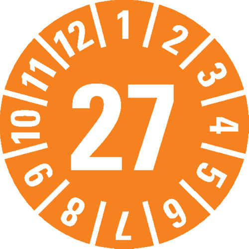 Prüfplakette orange - 27,,