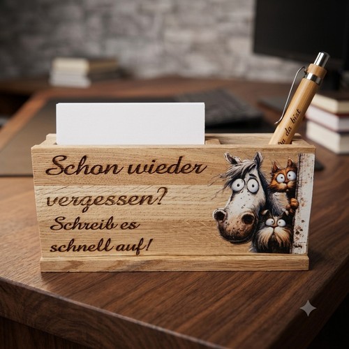 Zettelbox mit stiftehalter - zettelbox,