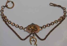 B0103 - Biedermeier Charivari mit Pferdekopf & türkisen Steinen - Antikschmuck