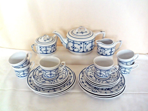 Teeservice indisch blau - blau, 6