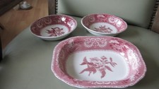 Spode - pink camilla - 2 Müslischalen und eine kleine quadratische Schüssel