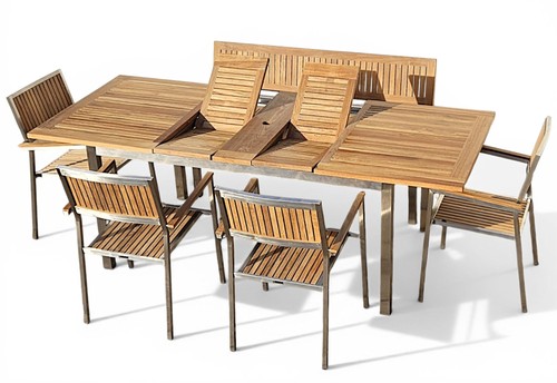 Gartenset 6tlg edelstahl teak - edelstahl,