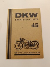 Original Prospekt Ersatzteile Liste DKW KM 200 Luxus 1936 Motorrad N16