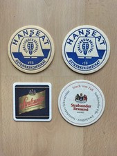 4 Bierdeckel Stralsunder Brauerei SB Hanseat, VEB Stralsund Getränkekombinat