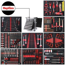 Werkzeugwagen gefüllt Werkstattwagen XXL Premium Pro mit 9/9 Einlagen + Werkzeug