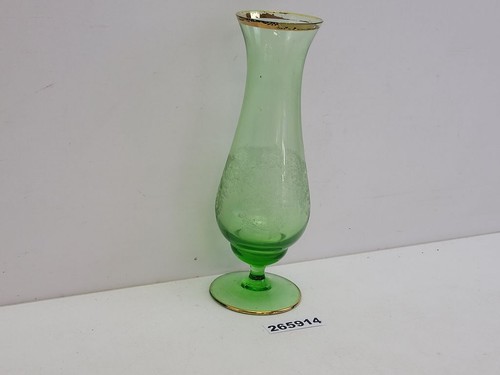 Vase glas grün - vase, goldrand