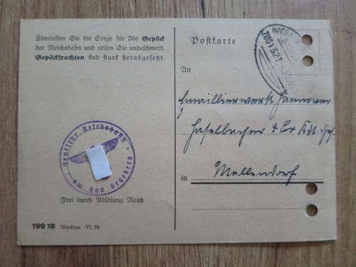 1940 bahnpost zug 1321 - pk, 9.2.1940