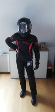 Motorrad Jacke, Helm, Hose, Handschuh, Stiefel, Damen Set, Neu XS, schwarz rot 