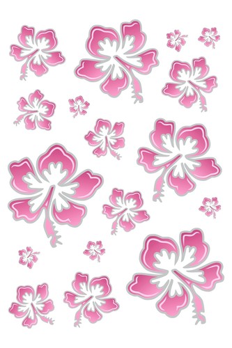 Aufkleber hibiskusblüten set - aufkleber, hibiskusblüten-set
