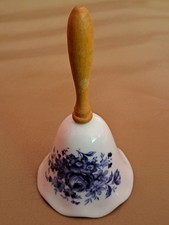 Porzellan Tischklingel , Holzgriff MPM Saxonia Meissen Weißporzellan 12 cm hoch