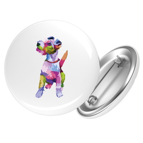 Button fox terrier colorful - button,