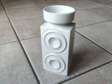 Vintage Vase Porzellan 70er Jahre Op Art Weiß Glänzend Plankenhammer Bavaria