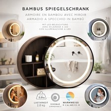 Bambus Spiegelschrank rund mit