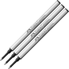 Faber-Castell 148712 - Ersatzmine Tintenroller Basic (3Er Pack, Schwarz)
