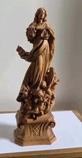 Holzfigur Maria Himmelfahrt Madonna Marienfigur mit Putti Holzschnitzerei  32Cm