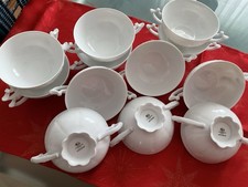 Suppentassen mit Henkel, Hutschenreuther Victoria, 12 Stück, Feines Porzellan