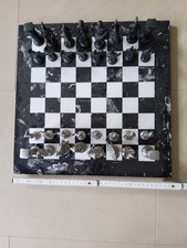 Schachbrett Marmor mit Römischer Legion Figuren Guss, 30x30cm,Figuren bis 9 cm