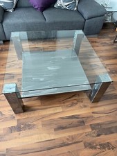 WOHNZIMMERTISCH TISCH UNIKAT HANDGEFERTIGT METALL / GLAS 100 x100