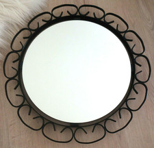 Runder Spiegel Wandspiegel Eisen Schmiedekunst Mid Century  Vintage um 1950