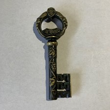 Vintage IN VINO VERITAS Bronze Brass Metal Corkscrew Bottle Opener GREAT PATINA