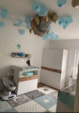 Kinderzimmer Set 7tlg. Wickelkommode Bett Schrank Regal Wandregal Komplett