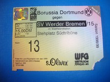 98/99 Ticket BVB Dortmund Werder Bremen Eintrittskarte Bundesliga Sammler