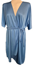 UK Nylon Vintage Retro Morgenmantel Satin Gr. M Nachtwäsche Seide Sexy Blau
